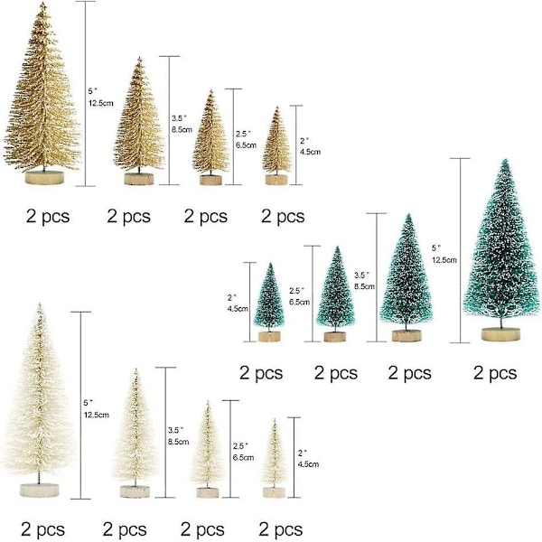 24 st Konstgjorda Mini Julgranar, Uppgraderade Sisalgranar Med Träfot Flaskborstgranar För Julbordsdekoration Vinterhantverk Ornament Gre