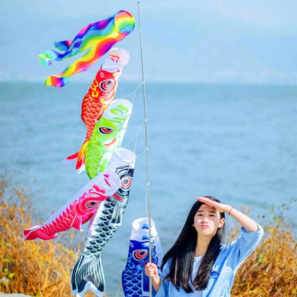 Japansk karpe vindsekk 5 stk Koinobori vindsokker Streamer fiskeflaggsett for hjemmehage hotell skole restaurant dekor