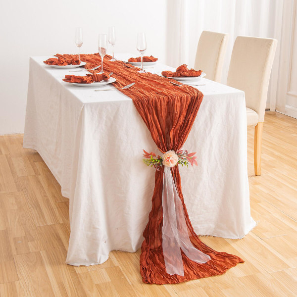 Ostduk bordslöpare Gasduksdekorationer för bröllopsdekoration Bröllopsinredning (Pink Bliss)