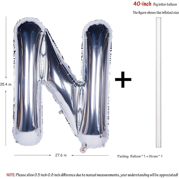 Bokstavsballonger 40 tum Jätte Jumbo Heliumfolie Mylar för Festdekorationer Silver B