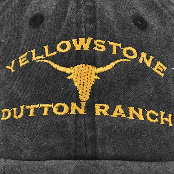 Tjurhuvud broderad basebollkeps Yellowstone broderad toppig keps tvättad och gjord gammal böjd skärmhatt solskärm