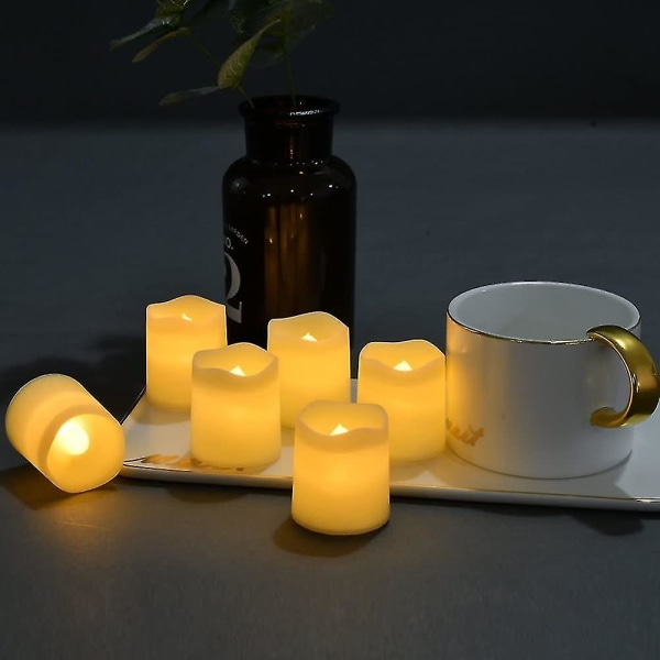 24 pakke flammeløse votive stearinlys, flammefri flimrende elektrisk falsk lys, til bryllup, bord, festival