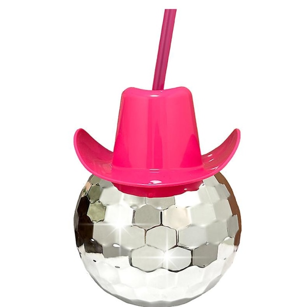 2st Cowboyhatt Plattmugg Vattenkopp Discoball Rund Ball Halmkopp 600ml