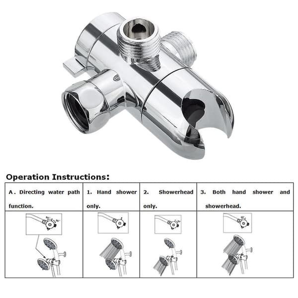 3-vägs duschdiverterventilfäste G1/2 Handduscharm Diverter Splitter Polerad Krom Badrum Duschsystem Ersättningsdel Fästtyp