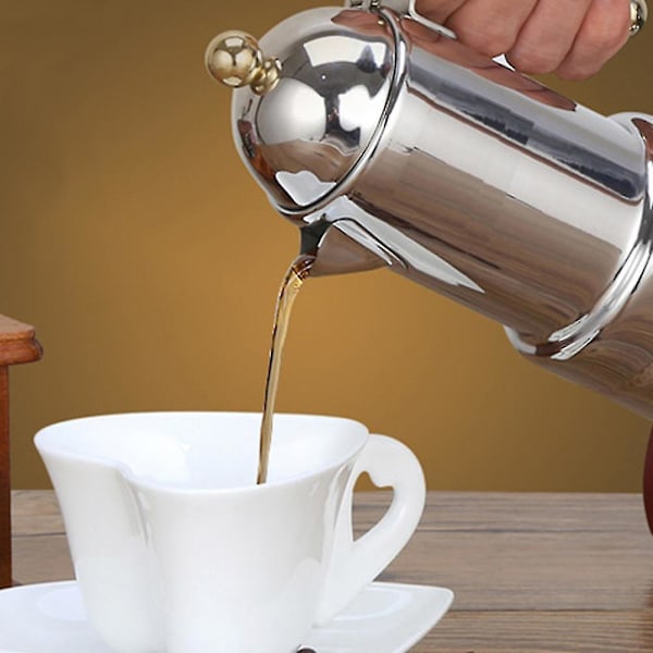 Tjock italiensk espressobryggare för 4 portioner, rostfritt stål mokabryggare för spis