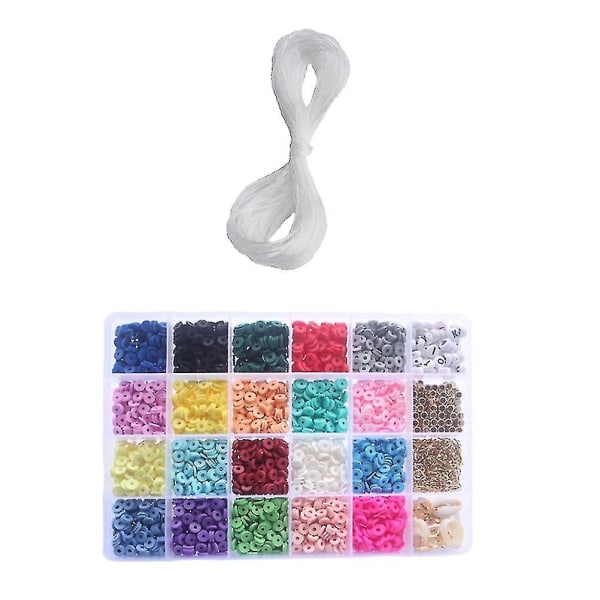 1 æske 24-gitter Polymer Clay Beads Farverige gør-det-selv-skive Shell-smykketilbehør