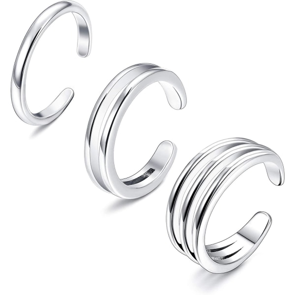 WABJTAM 3Pcs Minimalistiske Tåringer Sett Enkle Åpne Tynne Bånd Ring Justerbar for Kvinner Jenter