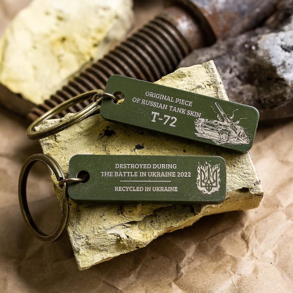 2st brutal nyckelring för män, unik Ukrainsk nyckelring, metallnyckelring för män, militära minnespresenter till pappa, farfar, pojkvän (2 st grön)