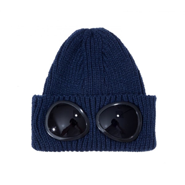 2023 New Aviator Goggles Stickad Hat To Keep Warm_Aleko（blå）