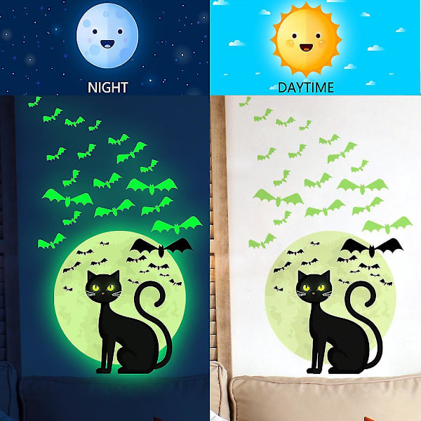 Lysende katt Halloween veggklistremer Lysende veggklistremer