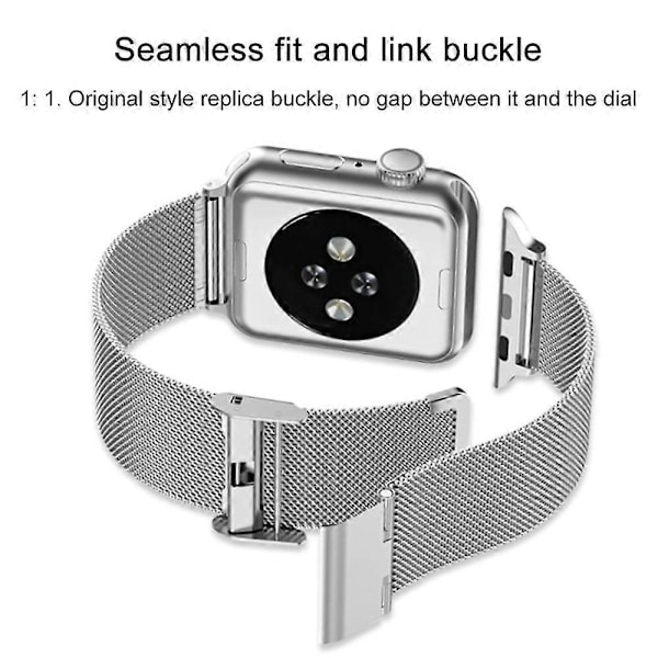 Kompatibel Apple Watch Armband 38-40Mm/42-44Mm, Rostfritt Stål Ringspänne Metallarmband Ersättning-38/40Mm Silver