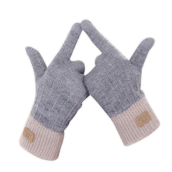 Vinterhandskar för kvinnor, Touchscreen-stickade varma handskar, elastiska varma fleece-handskar med halkfritt grepp för arbete, löpning, skidåkning, cykling