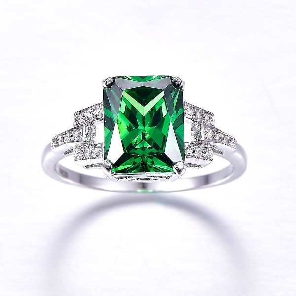 Naisten sormukset 925 Sterling-hopea smaragdileikkaus Lmellthe Loved One -lahjaksi