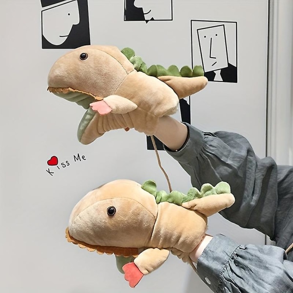 Handskar Dinosauriehandskar för skolflickor Tecknad grimma Söt koreansk version Barns varma förtjockade fingrar（gröna）