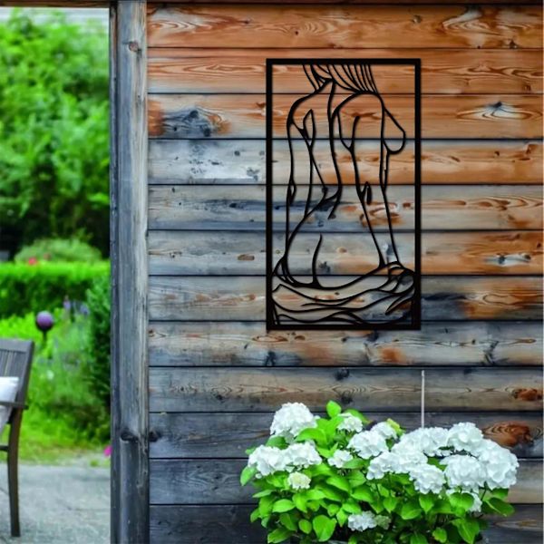 Svart kvinnlig kropp i metallkonst väggdekor ram hängande stål badrumsdekor väggkonst