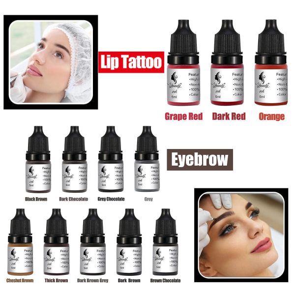 Ögonbrynsfärg Material 5ml Nybörjare Öva Tatuering Färg Mjölk Lätt färg Dim Ögonbryn, Läpp Eyeliner Färg (Mörkt kaffe)