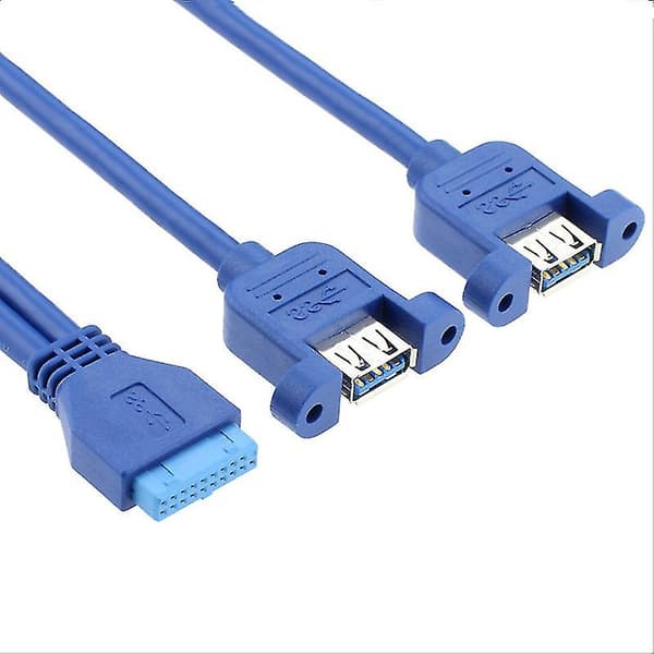 Usb 3.0 Dubbla Portar Honmontering Typ Till Moderkort 20pin Header Kabel Blå 30cm 50cm（0.5M）