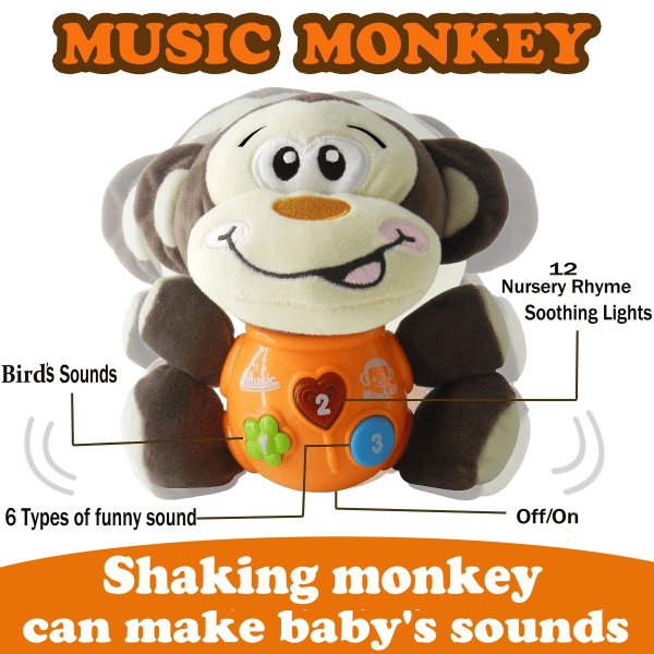 Forældrebarn Oplysningslegetøj Dukkedukke med elektrisk lyd og lys Musik Baby beroligende plyslegetøj (elefant)