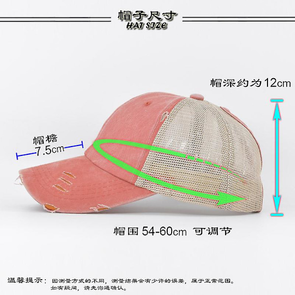 Ponytail Vasket Mesh Hat Gør Gammel Hat Kvinder Flet Hat Let Version Flerfarvet Flet Hul Baseball Cap