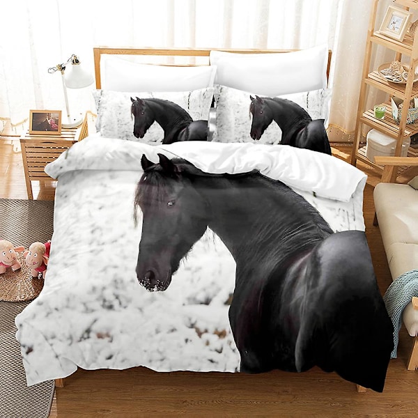 3D Digitaltryck Djur Häst Student Quilt Cover Sängkläder Tredelad Set DWM13 180*200cm -ZHENV（180*200cm）