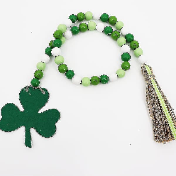 2 st. Patrick's Day-prydnader av träpärlor med tofsar, boho-inredning