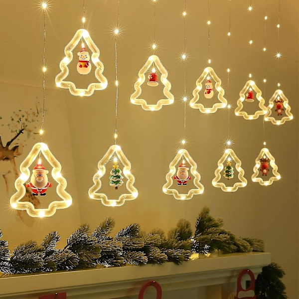 Nolguirlande Ljusgardin Nol Ljusgardin Fönster Inomhus Usb Varm Vit 10 Ringar Med 3d Julfigur Dekorationsljus Sovrum Hem Fest - Sn