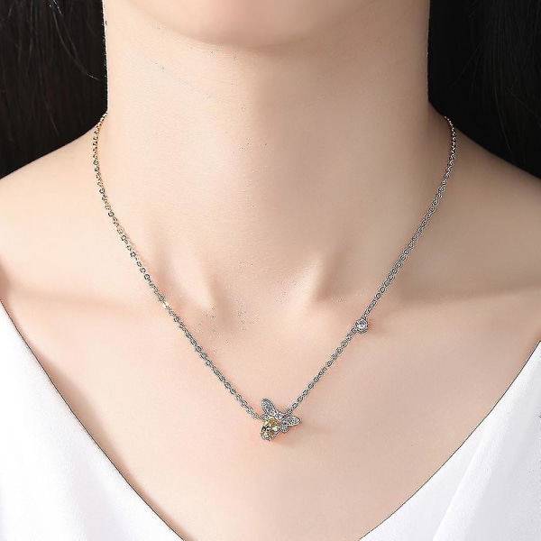 Creative Simple Clavicle Chain Bee Wings Pendant halskæde Dame Trendy Clavicle Sweater Chain