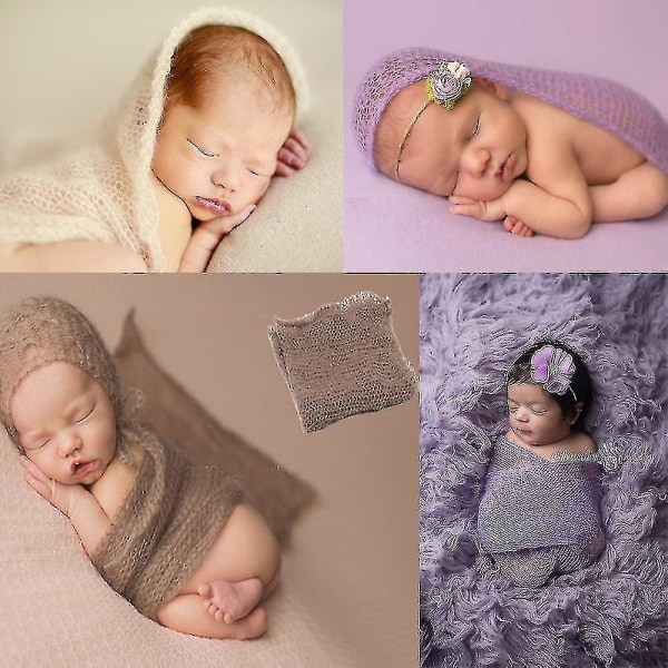 Babyteppeomslag Studiofotografering Fotografi rekvisitter Nyfødt Myk Stretch Strikkeomslag