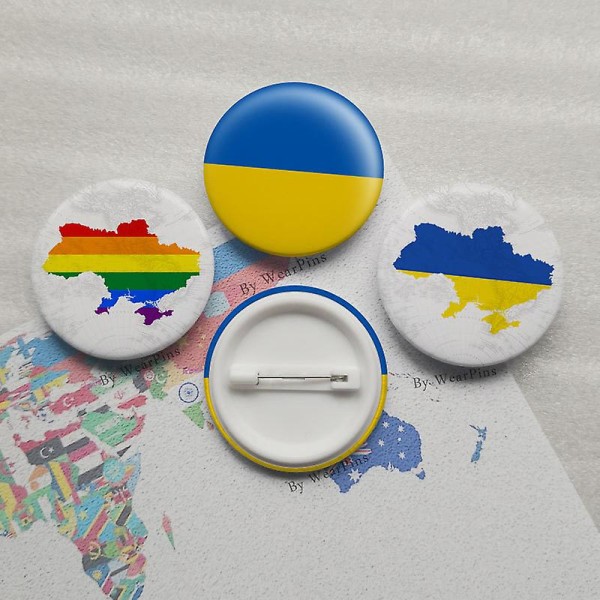 Ukraina Flagga Stor Pin Badge 2st