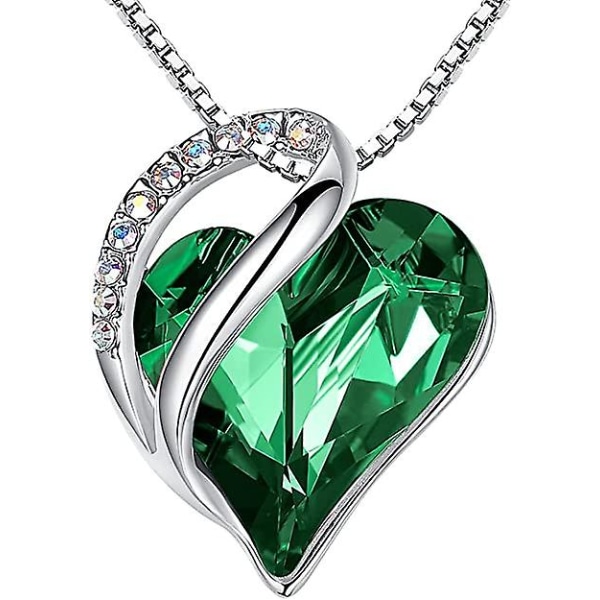 Love Heart Pendant halskæde, krystal halskæder til kvinder, sølvfarvet smykkegaver til kvinder, 18-tommer kæde & 2-tommer forlænger