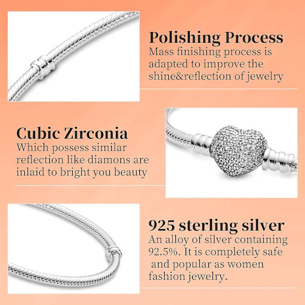 s925 Silver Ormarmband Smycken Moments Ormkedja Armband Perfekt för Alla Smycken Present till Kvinnor Flickor (16cm)