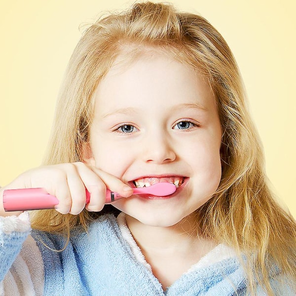 Elektrisk tannbørste for barn, automatisk tegneserievanntett tannbørste, sonisk usb-lading (gul)