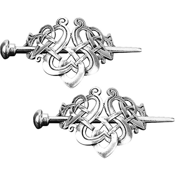 2 Snygga Retro Viking Celtic Hårclips, Knuten Hårclips, Viking Håraccessoarer, Irländsk Stil Hår, Släta Clip Stavar, Dam Och Flickor