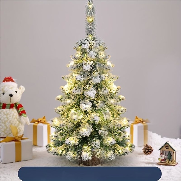 Jul litet flockat träd Mini julgran hängande nordisk stil julgran (utan ljus)