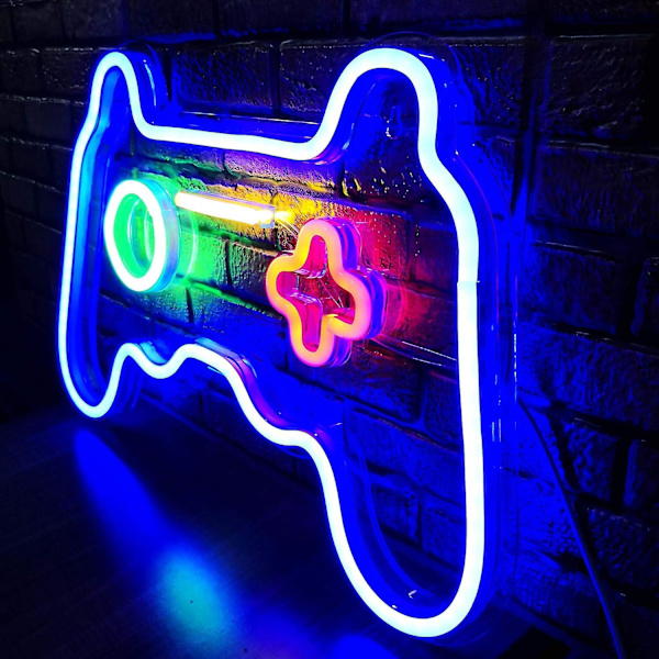 LED-skylt med spelkontroll - Gamer-present till tonårspojkar, spelrum inredning, sovrumsvägg speldekoration, spelrum upplysta skyltar tillbehör videospel