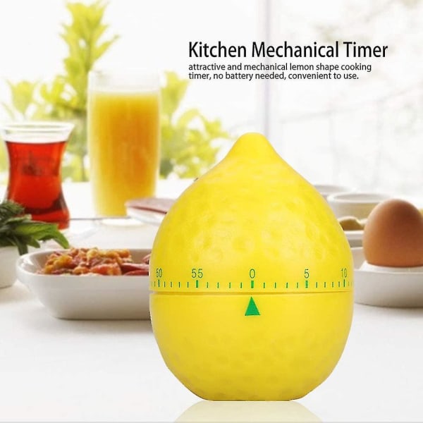 Matlaging Mekanisk kjøkken Hjemmetimer Manuell sitronformtellere for tidsverktøy (1 stk, gul)