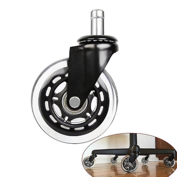 Pu-møbler Universalhjul Gjennomsiktig svingbare hjul for kontorstol（2,5 tommer）