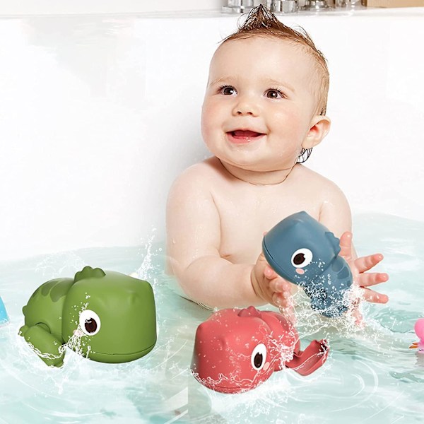 3-pack badleksaker för bebisar - Flytande uppdragbara dinosaurier, badleksaker för poolen, vattenlek, present, badleksaker för badkar, dusch, strand, spädbarn, småbarn, barn, pojkar, flickor