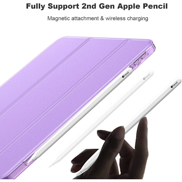 iPad Air 4 Fodral 2020 - iPad Air 4:e generation Fodral 10,9 tum Lätt Smalt Omslag Med Genomskinlig Frostad Hård Bak [stöder Touch ID](Klöver Lila