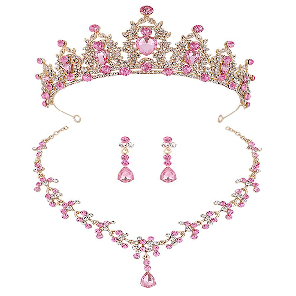 1 set bröllop brud smycken brud tiara halsband örhängen bröllopsklänning accessoarer