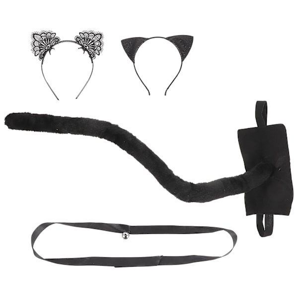 1 set cosplay kattkostym set djuröron pannband svans krage set halloween katt cosplay set