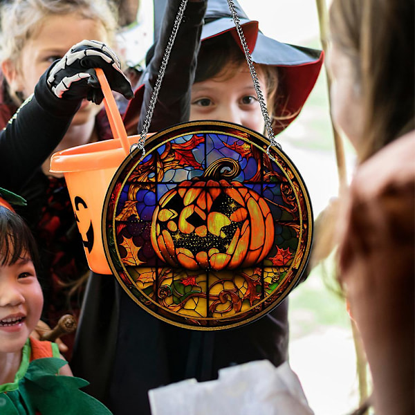 Halloween Järnkedja Rund Akrylhänge Dekoration Högtidsfönster Och Korridor Dekoration Hänge