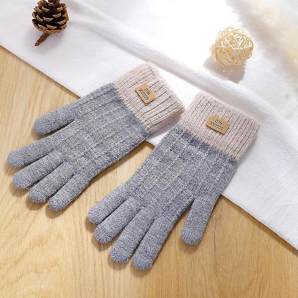 Vinterhandskar för kvinnor, Touchscreen-stickade varma handskar, elastiska varma fleece-handskar med halkfritt grepp för arbete, löpning, skidåkning, cykling