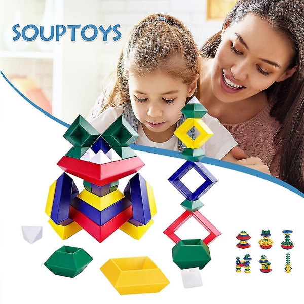 Pyramide byggeklodser gør-det-selv flerformede stablelegetøj Pædagogisk legetøj til børn