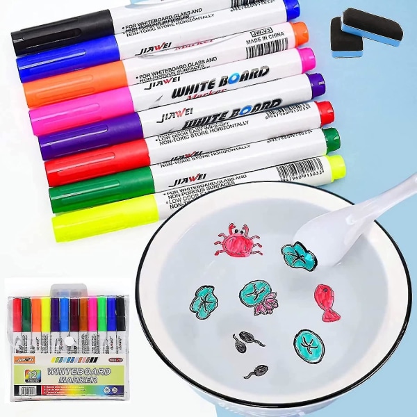 Magisk Vandmaleri Pen, Magic Doodle Tegnepenne 4/8/12 farver med etui, Sletning af Whiteboard Marker