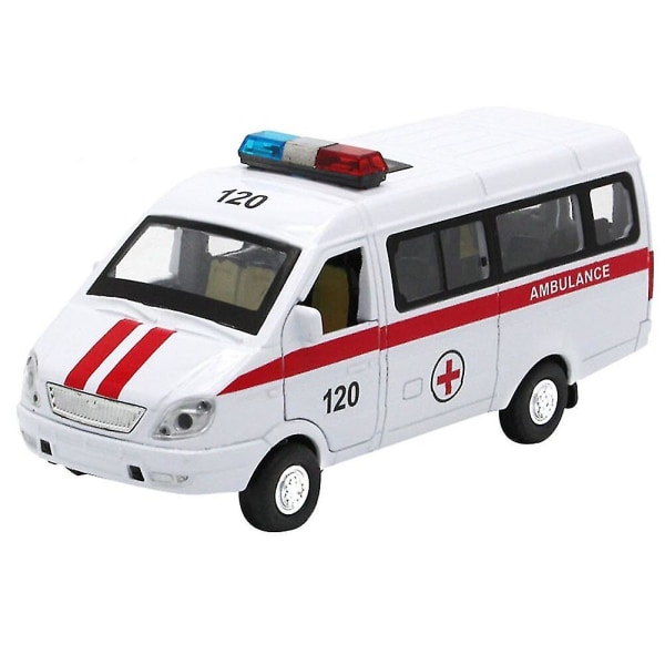 Ambulanssimalli Ambulanssi Waggon auton kuorma-auton takaisinvedettävä malli, jossa Led Sound -lasten lelu metallimalli Rakennusajoneuvon lelut lahja-autokokoelmaan