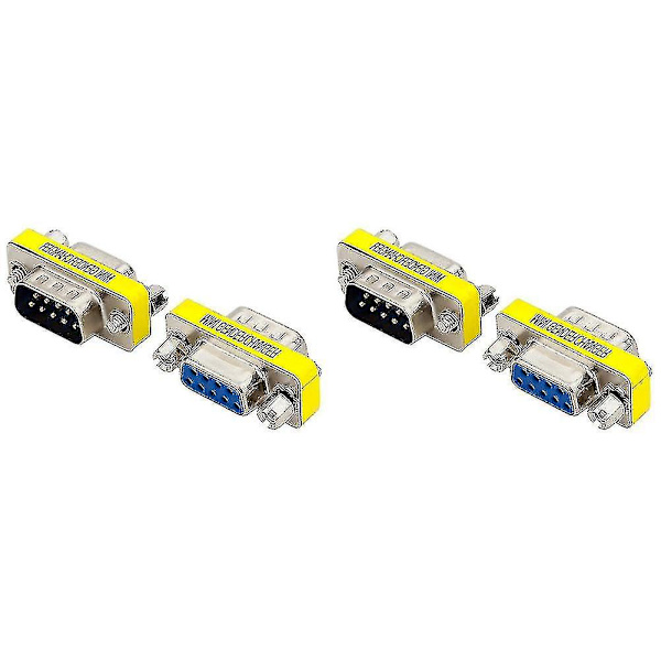 4x DB9-adapter DB9 hane till hona Seriell port till hål 9-stifts VGA-kabel Hy