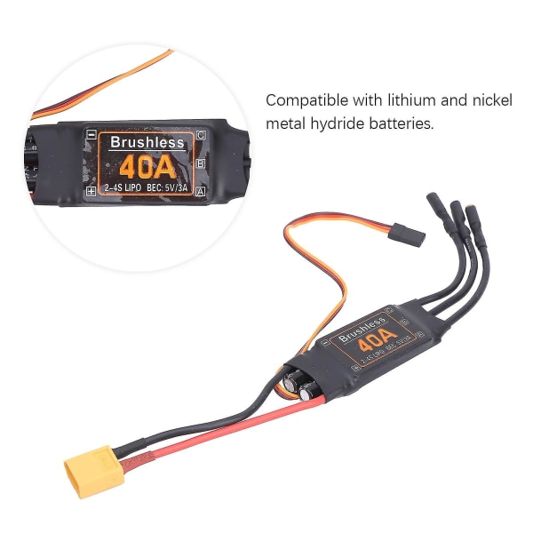 40A harjaton ESC nopeudensäädin 5V/3A BEC-lähdöllä RC-lennokeille