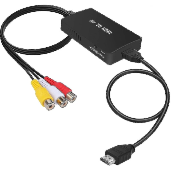 Rca til HDMI-konverter, komposit til HDMI-adapter understøtter 1080p Pal/ntsc bedste gave