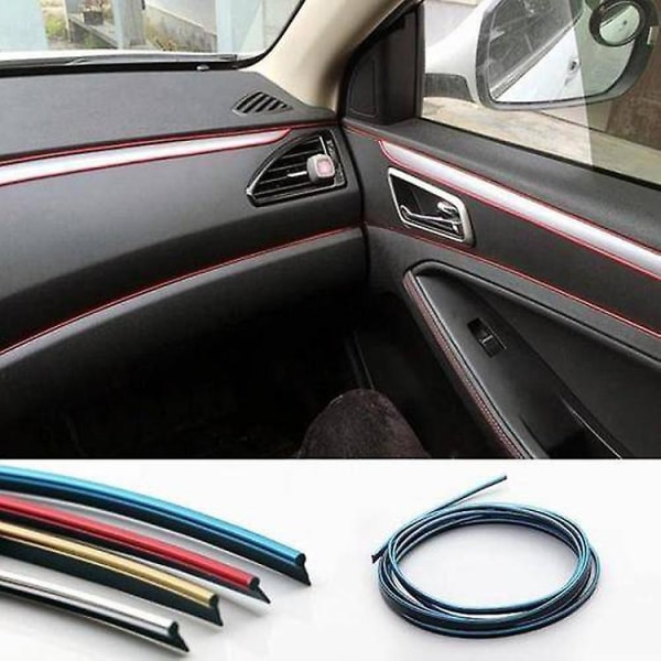 Bilformningsdekorationsflexibla remsor 5M Interiörautoformningar Bilöverdrag Trim Instrumentpanel Dörrkant i bilstyling Universal röd 1 st